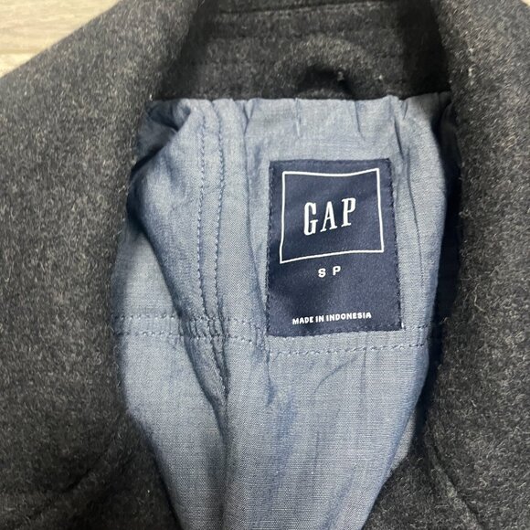 Gap Men’s Dark Grey Button Up POLYESTER BLEND Pea Coat - Size S SIZE SMALL - Picture 2 of 8